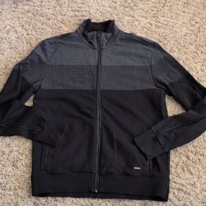 Calvin Klein Men's Black and Gray Zip-Up Jacket
